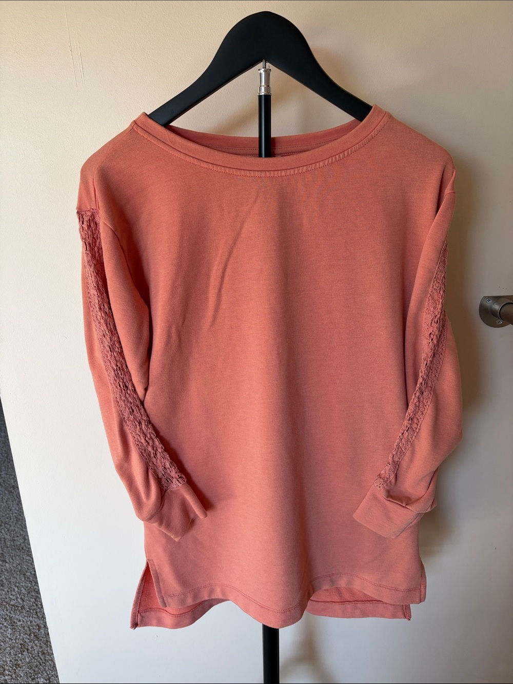 LC Lauren Conrad Coral Lace-Trim Pullover